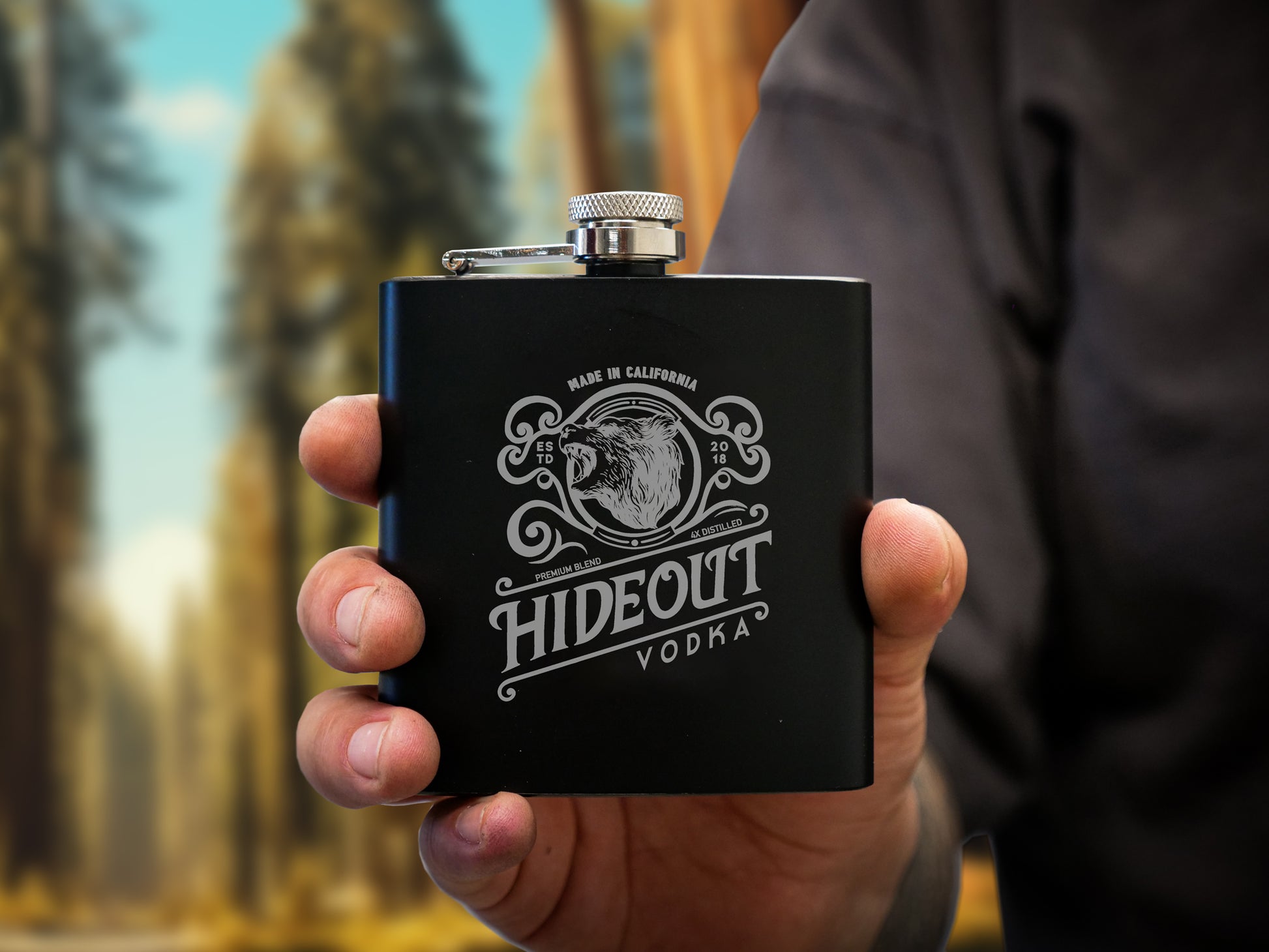 Hideout Vodka Matte Black Flask